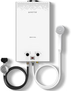 Water Heater Tankless, VANSTON Propane Water Heater Outdoor, 10L 2.64 Portable Water Heaters, Instant Hot Water, Overheating Protection, Easy Installation & Lightweight for RV, Camping