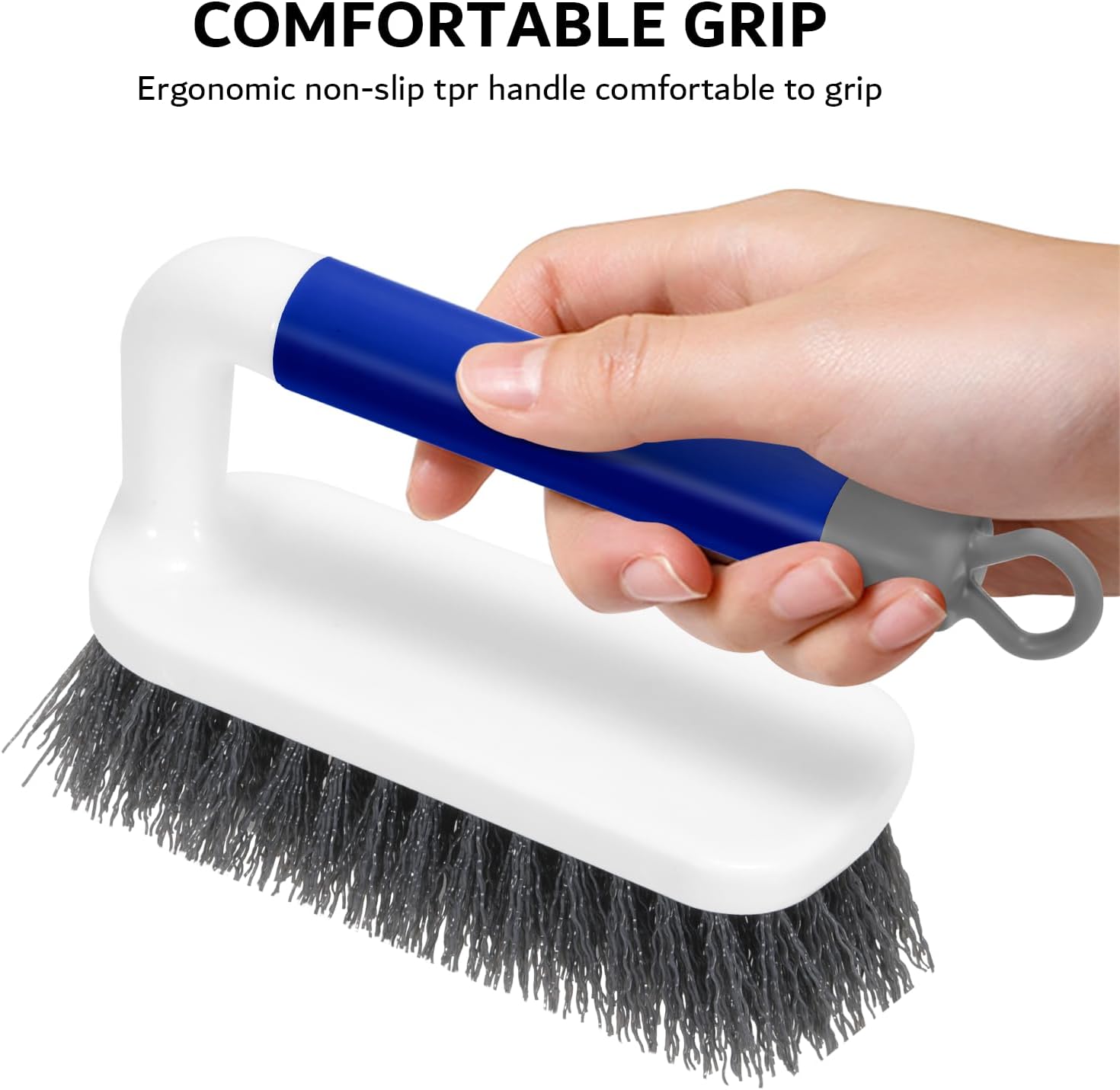 SetSail Scrub Brush, Small Cleaning Brushes with Handle, Comfort Grip Shower Scrubber for Cleaning Bathroom, Tub, Kitchen, Sink, Floor, Carpet, 2 Pack (Blue)