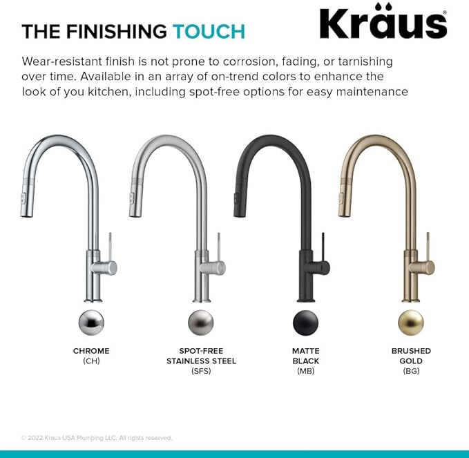 KRAUS Oletto Modern Industrial Pull-Down Single Handle Kitchen Faucet in Brushed Gold, KPF-2654BG