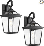 Outdoor Lanterns, Black Exterior Light Fixtures Mounted with Clear Glass, 18 Inch Tall Outdoor Wall Sconces Lamp for House, Doorway, Garage, Patio, 2 Pack