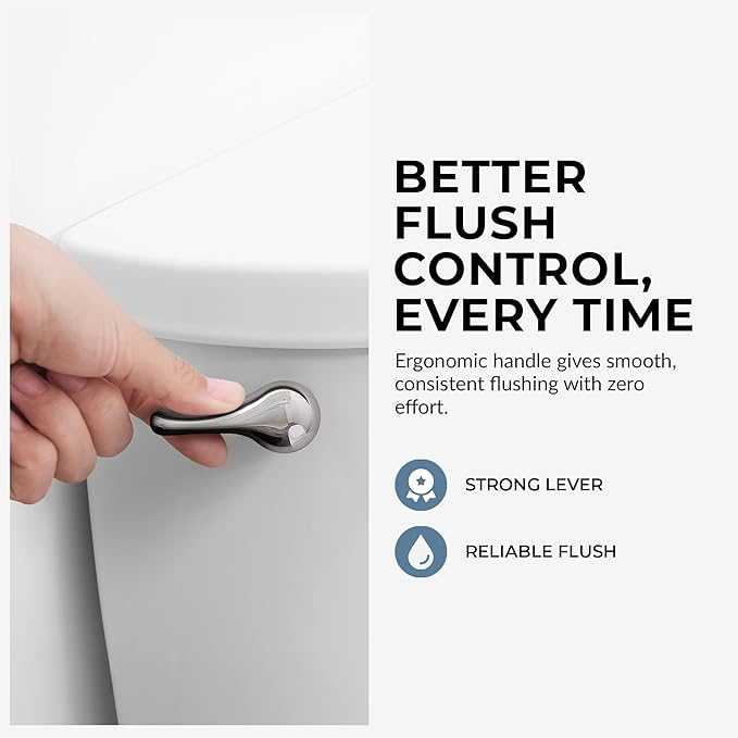 Qualihome Universal Toilet Tank Flush Lever, Chrome Finish Handle with Metal Nut, Fits Most Toilets (Side Mount)