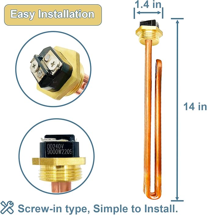 Upgrade HE 90240 Heating Element, For Ecosmart ECO 18 24 27 36, Rheem, Eemax, Richmond Electric Tankless Water Heaters, Water Heater Element Heater Parts, 9KW 18KW 27KW 36KW 240V, 2 Pack
