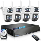 【2-Way Audio & 360° View】 4MP PTZ Security Cameras Wireless Outdoor, WiFi Home Security Camera System, Video Surveillance DVR Kits