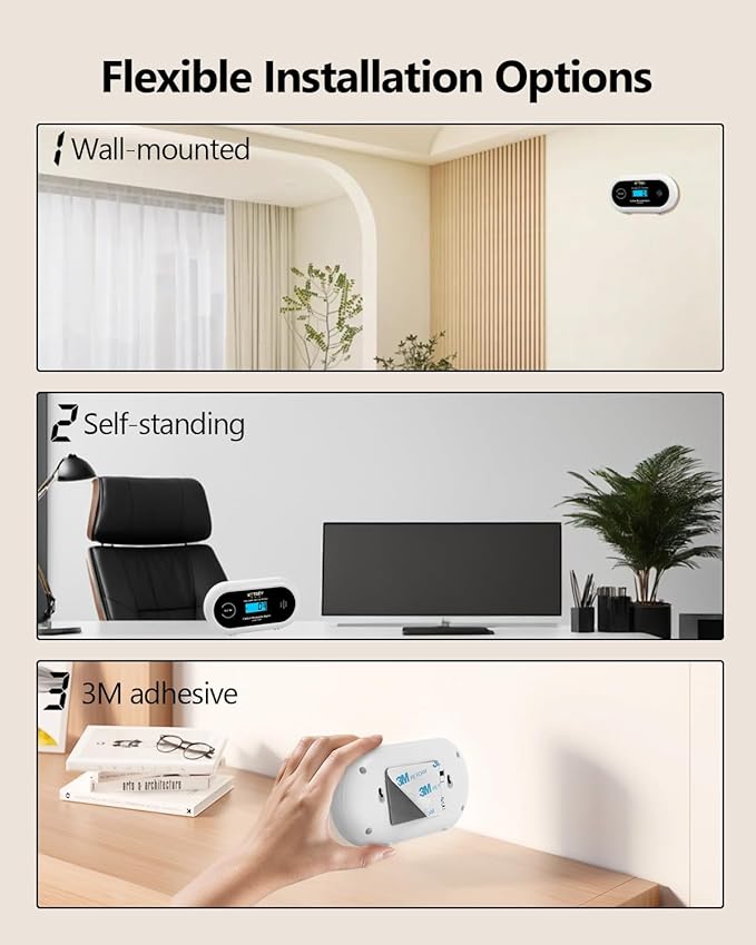 Carbon Monoxide Detector, 10 Year Battery Powered CO Detector with Digital LCD Display and LEDs, Portable CO Alarm for Home and Travel