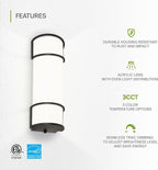 ASD LED 18" Vanity Flush Mount Light Fixture, Linear Bathroom Lighting Bar | 3CCT, Dimmable, Energy Star, ETL Listed | 20W 1650LM 3000-5000K 120V | Long Tube Bath Wall Sconce Over Mirror | Black