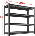 Metal Garage Storage Shelves Heavy Duty Shelving Unit 4 Tier Steel Adjustable Organizing Shelves 2500 LBS Capacity Industrial Shelving Ideal for Garage Tote Pantry Basement Outdoor, 63”Hx35”Wx12”D
