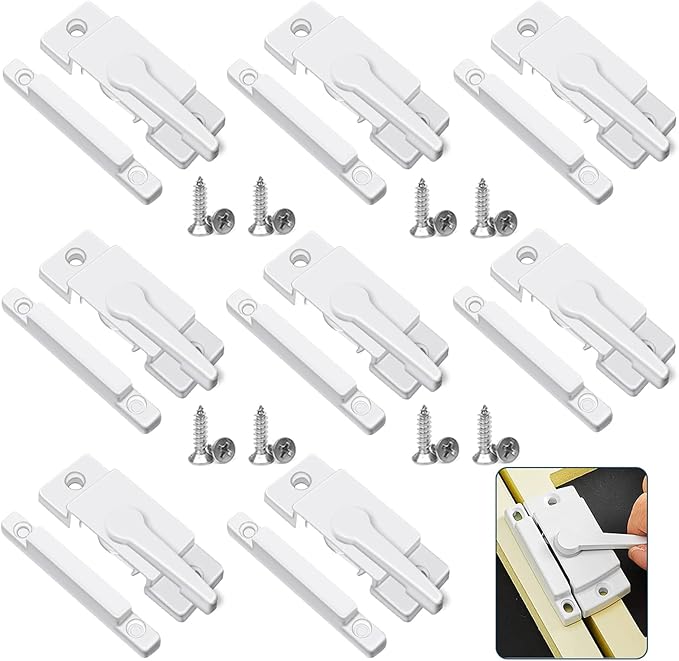 Sliding Window Sash Locks White ZUONAI 8 Pack Cam Sash Locks for Double Hung Window Latch Lock Security Vinyl Window Sash Lock and Keeper Replacement for Vertical and Horizontal Sliding Windows