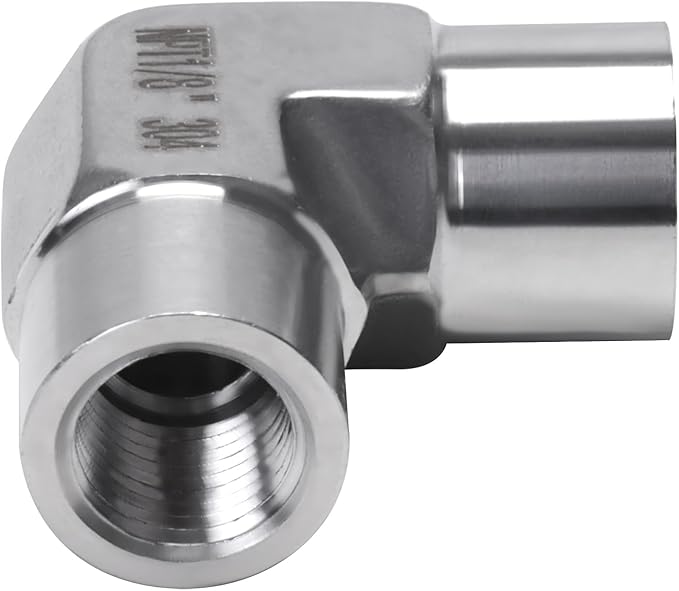 90 Degree Street Elbow - 1/8" NPT Female to 1/8" NPT Female Stainless Steel 304 Heavy Duty Forged Barstock Street Elbow Adapter Pipe Fitting (pack of 2)