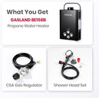 GASLAND BE158B 1.58GPM 6L Portable Hot Water Heater, Instant Propane Water Heater, Overheating Protection, Easy to Install, Use for RV Cabin Barn Camping Boat, Black