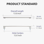 6 Pack 13.6 Inch Length|12.6 inch(320mm) Hole Center Brushed Satin Nickel Kitchen Cabinet Handles, Cabinet Pulls Kitchen Cabinet Hardware, Cupboard Pulls, Drawer Handles