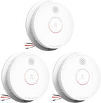SITERWELL Smoke Detector, Hardwired Interconnected Smoke Detector, Photoelectric Smoke Alarm with 9V Backup Battery, Fire Alarm with Test/Silence Button, UL217-10th Listed, GS562A, 3 Packs