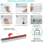 12FT Self Adhesive Ceiling Or Wall Curtain Track No Drill Curtain Rod, No Damage Curtains Track Hangers, Adhesive Curtains Ceiling For Windows Cabinet Closet