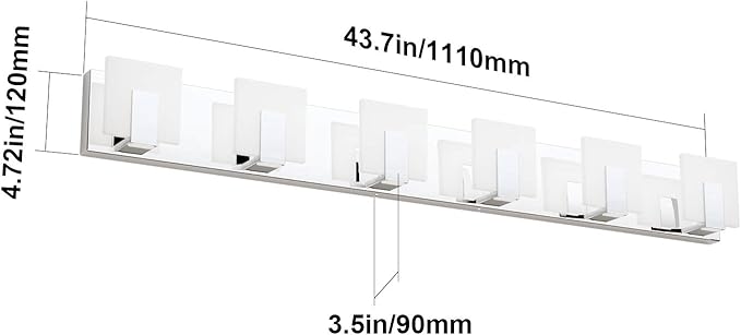 Aipsun 6 Lights Modern LED Bathroom Vanity Light Acrylic Stainless Steel Chrome Up and Down Bathroom Wall Light Over Mirror(White Light 6000K)