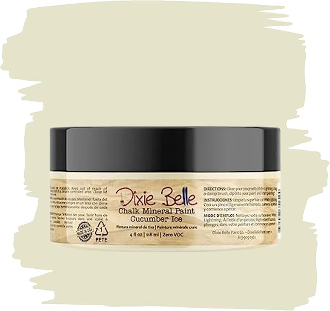 Dixie Belle Paint Company Chalk Finish Furniture Paint - Cucumber Ice (4oz) - Matte Subtle Green Chic Chalk Mineral DIY Furniture Paint