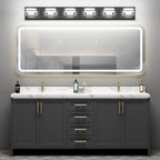 Ralbay Modern Black Bathroom Light Fixtures 6 Lights Up and Down Modern LED Bathroom Vanity Lights Over Mirror Acrylic Rotatable Matte Black Bath Wall Lighting