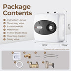 4 Gallon Electric Tank Water Heater, 120V 1500W Under Sink Instant Hot Tank Water Heater for RV, Camper, Kitchen, Food Truck, Wall or Floor Mounted, Black