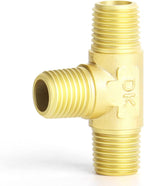 GASHER 2PCS Brass 3 Way, 1/4" x 1/4" x 1/4" NPT Male Tee Pipe Fittings