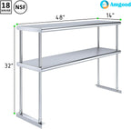 AmGood Double OverShelf Stainless Steel NSF - Many (48" Long x 14" Deep)