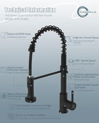 Black Kitchen Faucet, Kitchen Faucet with Soap Dispenser, Faucet for Kitchen Sink, Single Handle Stainless Steel Kitchen Sink Faucets with Pull Down Sprayer, Camper Farmhouse RV Sink Faucet