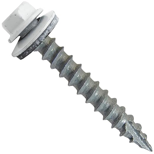 #14 Metal ROOFING SCREWS: (250) Screws x 1-1/2" BRITE WHITE Hex Washer Head Sheet Metal Roof Screw. Self starting/tapping EPDM washer. Colored head for corrugated roofing
