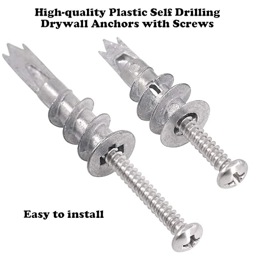 Hilitchi 112-Pieces Large Small Zinc Self Drilling Drywall/Hollow-Wall Anchor Assortment Kit