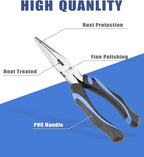 8-Inch Long Needle-Nose Side Cutting Pliers with Heavy Duty Nickel Chromium Steel Construction