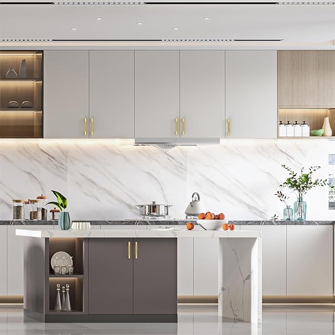 Amerdeco 10 Pack Brushed Gold Cabinet Pulls 3.75 Inch(96mm) Hole Center Drawer Pulls Cabinet Hardware Kitchen Cabinet Handles for Bathroom ZH0031