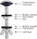 Universal Toilet Tank To Bowl Gasket， 2 Pcs Gasket and 4 Sets 5/16*3.15 inch Stainless Steel Heavy Duty Rustproof Bolt Hardware Kits,Fits Most 2-Inch 2.5-inch flush valve opening 2-Piece Toilet Tanks