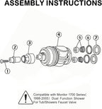 ALITZ RP32104 Shower Cartridge Replacement for Delta Monitor 1700 Series (1998–2005), Upgraded Brass Stem, Fix Leaks & Restore Pressure, Compatible with Delta Tub/Shower Faucets
