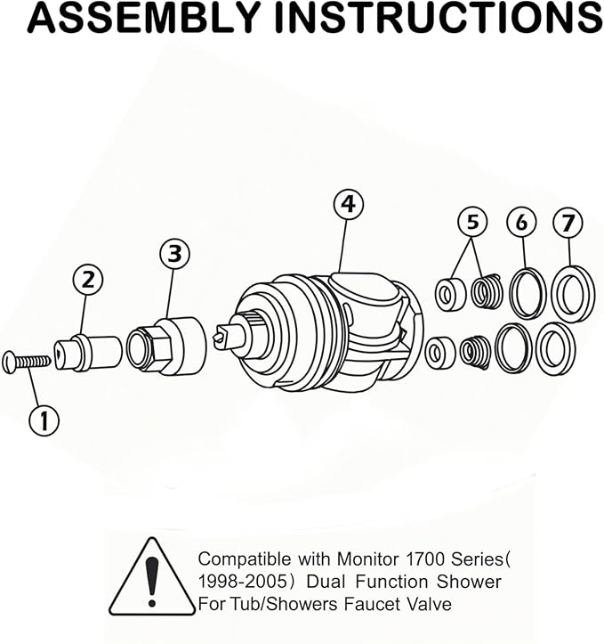 ALITZ RP32104 Shower Cartridge Replacement for Delta Monitor 1700 Series (1998–2005), Upgraded Brass Stem, Fix Leaks & Restore Pressure, Compatible with Delta Tub/Shower Faucets