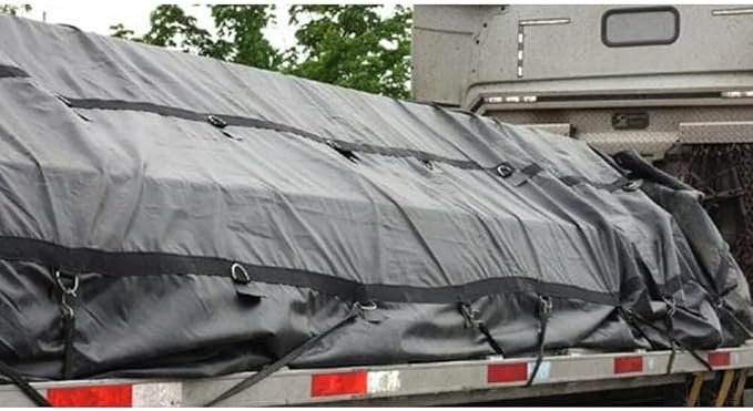 Mytee Products 2 Pack 20' x 27' Flatbed Truck 18 Oz Lumber Tarp with 6 FT Drop - Black Heavy Duty Vinyl Waterproof Tarp for Trailers to Protect Cargo from Wind, Rain, Snow and Sun