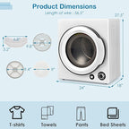 LDAILY Laundry Dryer, Electric Clothes Dryer with Timer, 2 Heating Options, 4 Drying Modes & Cold Air Care Function, Compact Dryer with Stainless Tub, Multi-layer Filtration for Home 1350W, White
