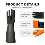 North Tower Heavy Duty Rubber Gloves, Industrial Gloves Waterproof Reusable Protective Work for Cleaning, Dishwashing,Upgraded with Non-Slip Design, Black (22in,2pair)