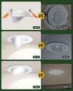 ZYC Gimbal LED Recessed Lighting - 3 Inch 5CCT 7W 360° Rotation Adjustable Eyeball Light,LED Swivel Spotlight,Directional Sloped Ceiling Light,Dimmable Canless Wafer Downlight Pack of 6 Gold.
