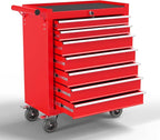 7-Drawer Metal Rolling Tool Chest with Wheels,Tool Storage Cabinet with Locking System，Toolbox with Wheels for Garage,Workshop, Repair Shop(Red, 7-Drawer)