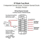 Blue Sea Systems 5037 ST Blade Fuse Block - Six Independent Circuits, 40 Amps