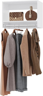 ROOMTEC 31.5" Tall Hanging Closet Unit, Modular Closet System with Hanging Rod, Wardrobe Organizer for Bedroom or Walk-in Closet, Wall Mounted, Customizable Clothes Storage Unit, White