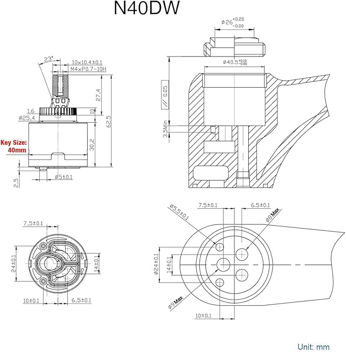40mm Faucet Cartridge Certification Ceramic Tap Cartridge Mix Faucets Inner Cartridge Replacement for Single Lever Faucet, Monobloc Bathroom or Kitchen Mixer Faucets
