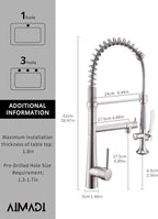 Kitchen Faucet with Pull Down Sprayer,AIMADI Commercial Stainless Steel Kitchen Sink Faucets with Sprayer,Brushed Nickel