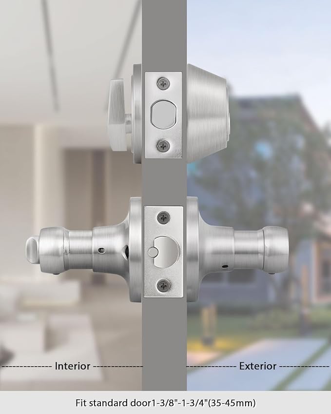 Gobrico Wave Entry Door Levers and Single Cylinder Deadbolt Combination Lockset Brushed Nickel Finished Keyed Alike Entrance Door Locks Front Door Leversets 3Pack