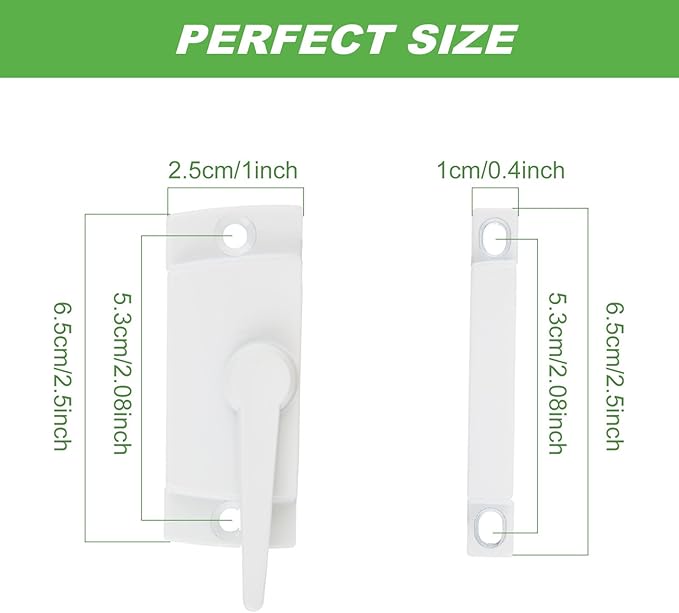6 Pack Window Sash Locks, Cam Action Window Locks for Double Hung Window Latches Replacement, White Sliding Window Parts and Hardware Latch Lock for Vertical and Horizontal Sliding Windows