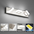 Ralbay 3-Light Brushed Nickel Bathroom Vanity Lights Metal Acrylic LED Modern Bathroom Wall Lighting Fixtures