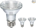 Vinaco Par20 Bulb 50 Watt 2 Pack, High Output Halogen 50W Floodlight, Warm White 3000K Dimmable E26, Long Lasting for Track and Recessed Lighting