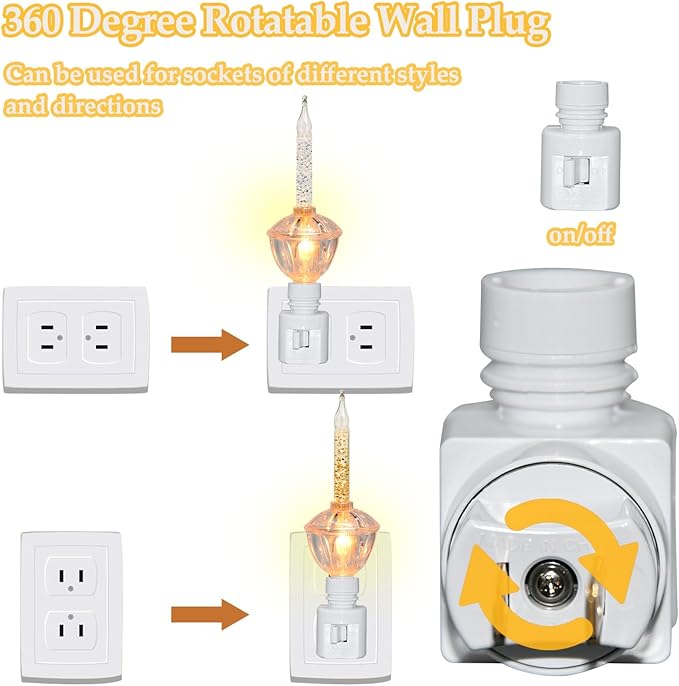 Christmas Bubble Night Light With Silver Glitter Fluid, 1 Pack, 1 Spare 5 Watt Clear Light Bulb With Gold Glitter Fluid, E12 Candelabra Base, Swivel Plug-in Base, White