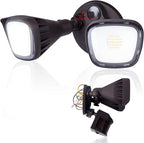 RuggedGrade 20W Turin II Series LED Security Light - LED Motion Sensor Flood Light - 2,400 Lumens - Bright White 5000K - 270° Sensor - Bronze Housing - Outdoor LED Light - DLC 5.1 Premium