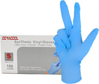 Disposable Latex Free Gloves, Nitrile and Vinyl Blend Material Disposable Gloves, Powder Free, 4 Mil Thick - Food Grade Glove,100 Pc. Cleaning Glove Small, Blue
