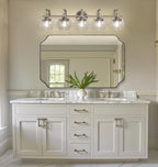 ANDY STAR 5-Light Brushed Nickel Bathroom Light Fixture, 35" Large Wall Sconce, Glass Globe Design, Perfect for Large Bathrooms, Double Vanities, Elegant Linear Design