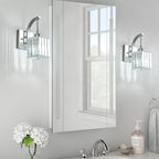 Wall Sconces, Set of 2 Chrome Crystal Vanity Lights, Modern Wall Lamp for Bathroom, Hallway, and Makeup, Easy Installation