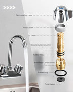 4" Brass Faucet Handle Cartridge Replacement Stem Assembly Faucet Valves Cold Knob Handle Kit with Stem for Kitchen & Bathroom Knob Handles