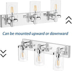 Aipsun Chrome Vanity Light for Bathroom 3 Light Farmhouse Bathroom Lights Fixtures Over Mirror with Clear Glass Shade(Exclude Bulb)